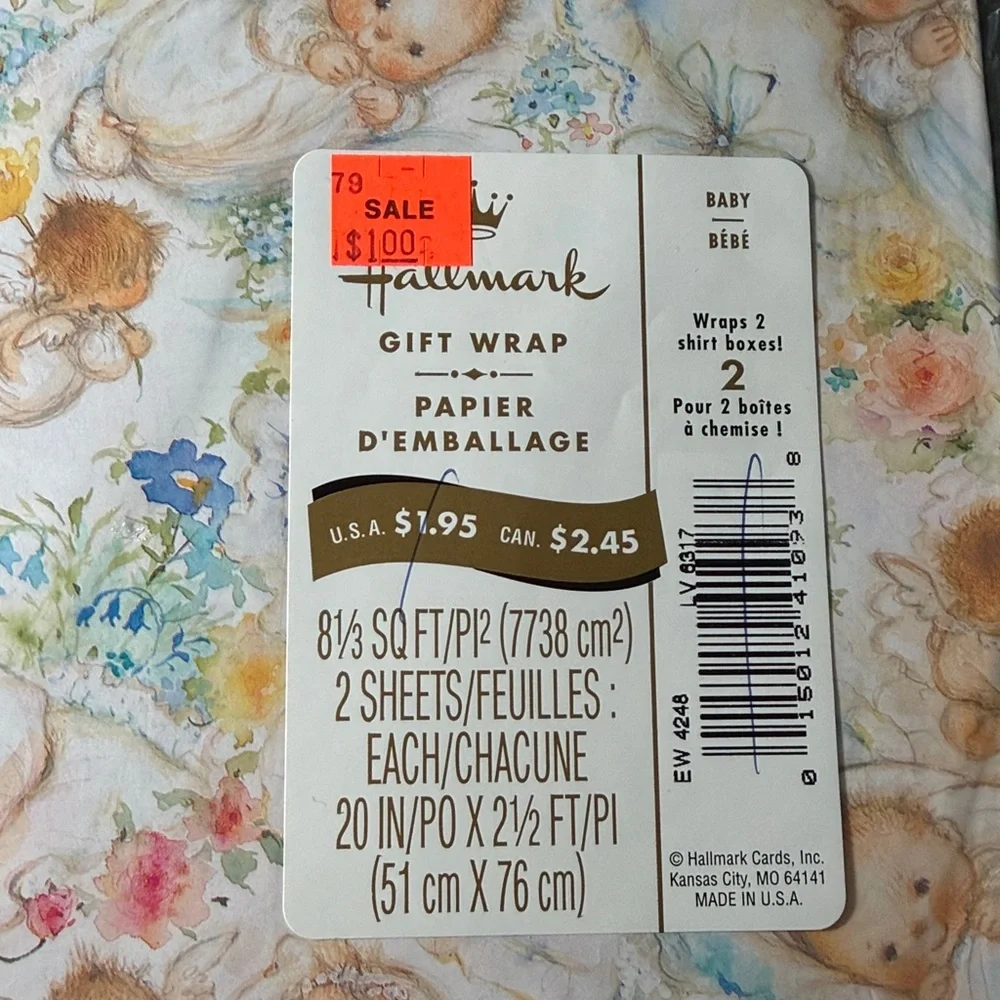 5/$25 VINTAGE Baby Shower Wrapping Paper